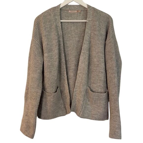 Esqualo grey ribbed wool blend open cardigan size XL - Picture 1 of 9